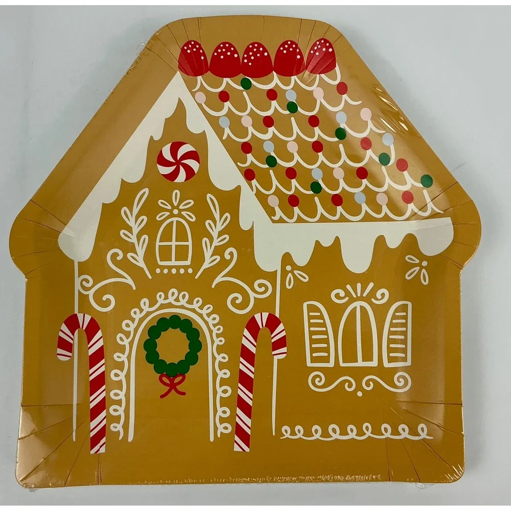 Spritz Gingerbread House Christmas Dinner Plates 10‎ Count Holiday Party